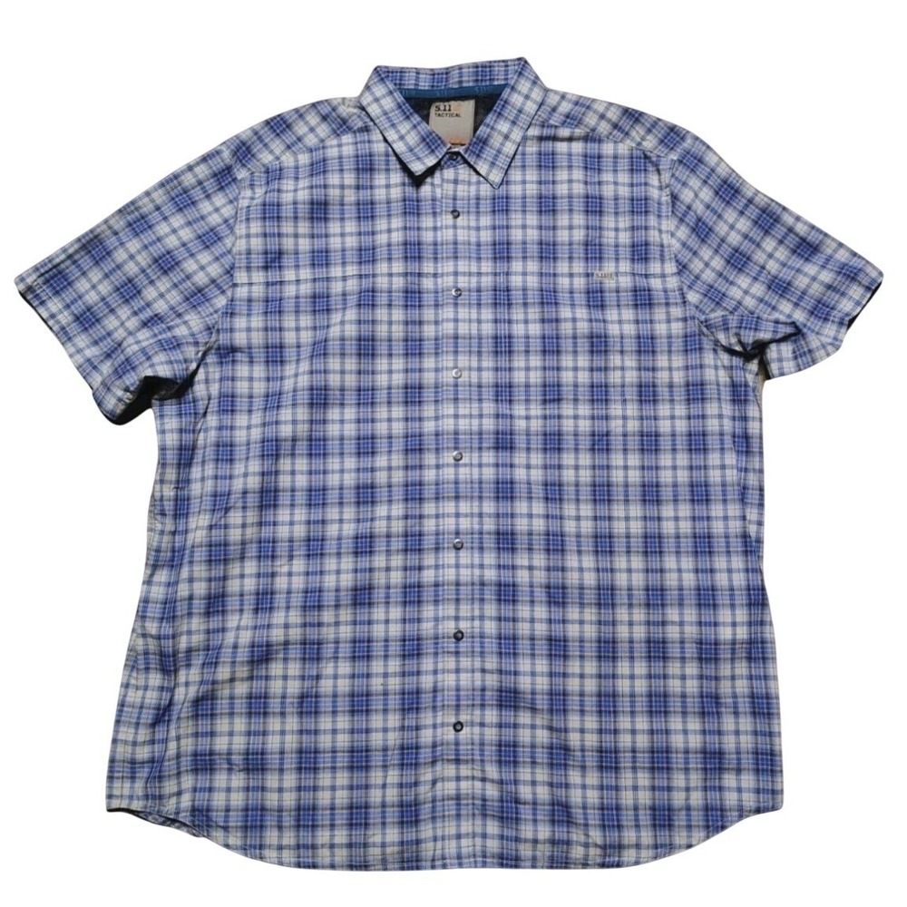 5.11 Tactical Shirt Mens XL Blue Plaid Button Snap Hunter 71374 Short Sleeve